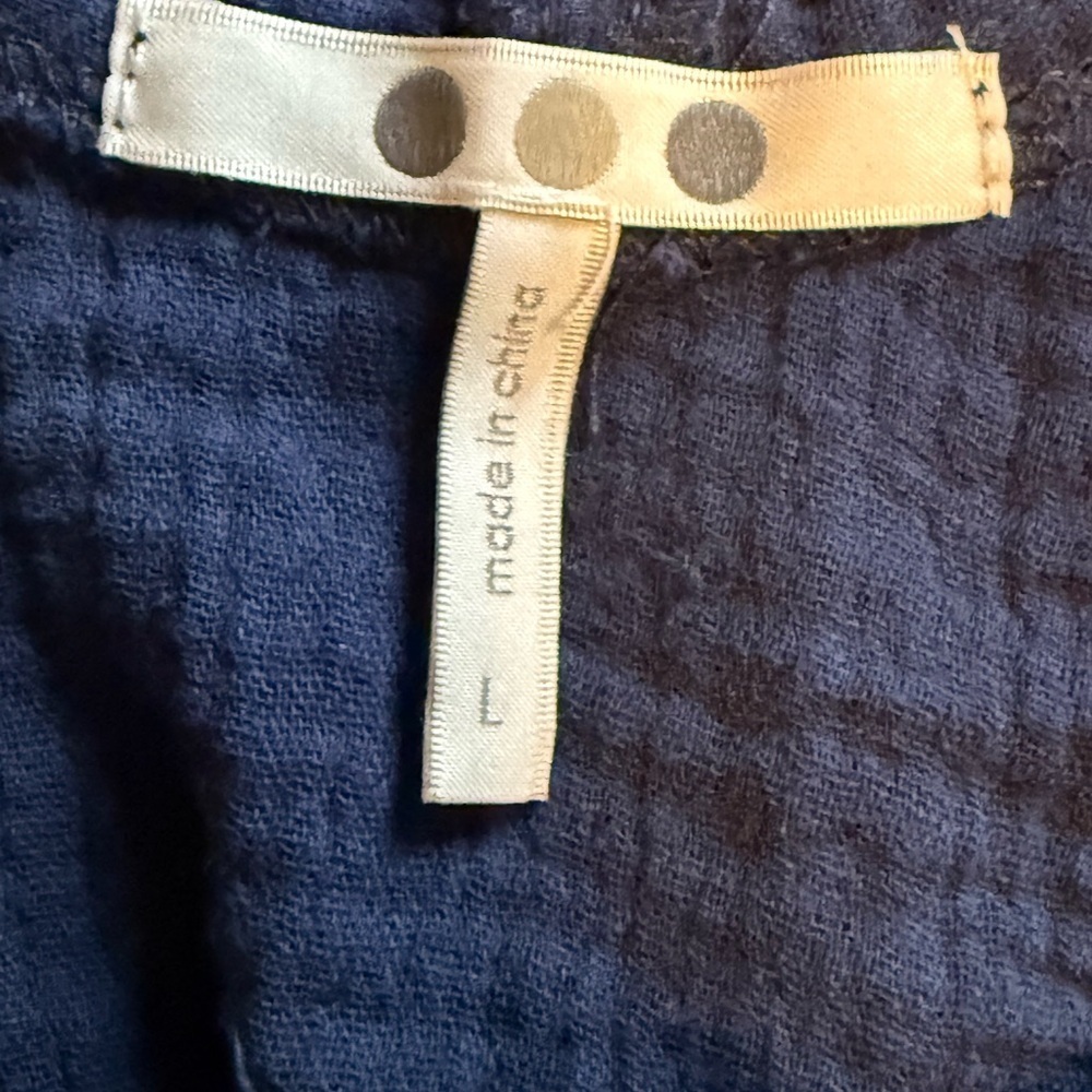 3 Dot Navy Gauze Cotton Tank Top in Large NWT - Picture 3 of 4